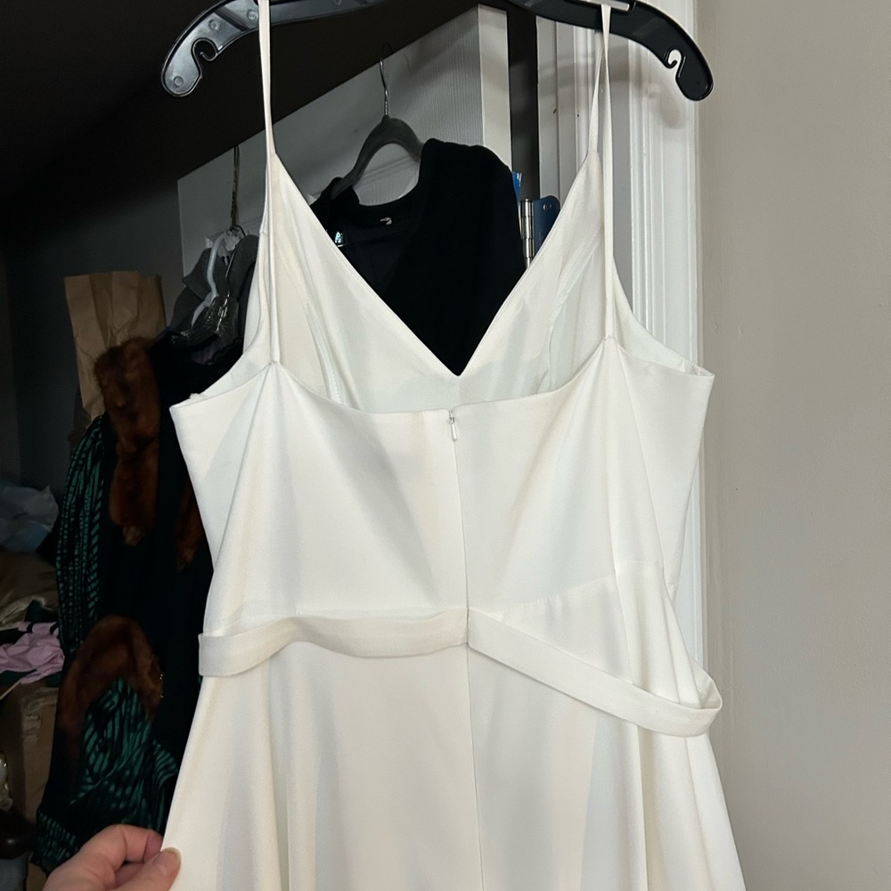 IEENA for Mac Duggal White Classic Spaghetti Strap Wedding Dress Size 16 - Picture 5 of 5